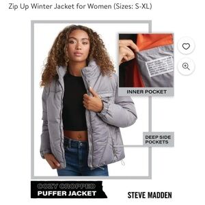 Steve Madden Silver Puffer Jacket